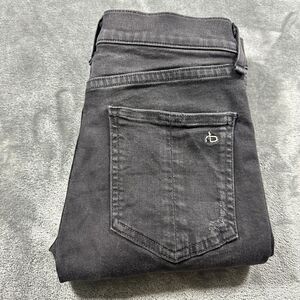 Rag & Bone Jeans Womens 27 Black‎ Distressed High Rise Skinny Denim Raw Hem